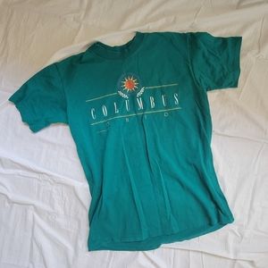 🎩 The Paradies Collection Columbus Teal T-Shirt - Vintage